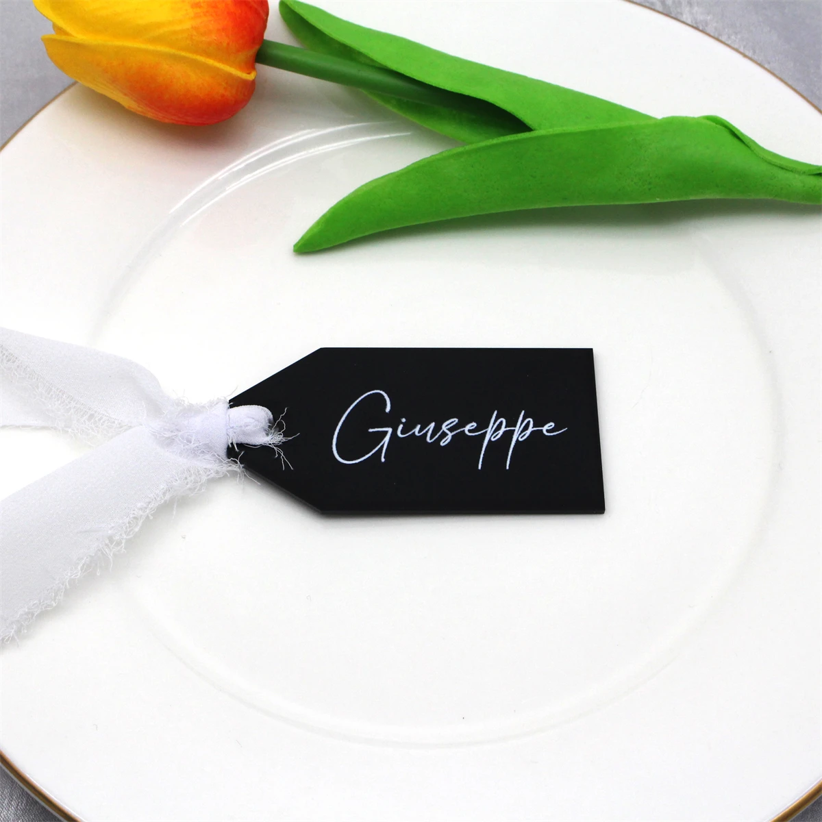 

50pcs Personalized Print Guest Place Card / Baby Name Tags For Wedding / Birthday Party / Baptism Gift Bags Favor 7X3.5CM