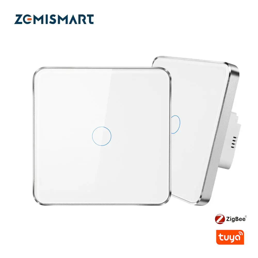 Zemismart Tuya Zigbee One Gang 3 Way Wall Light Switch No Neutral Interruptor Smart Life App Alexa Google Home Voice Control