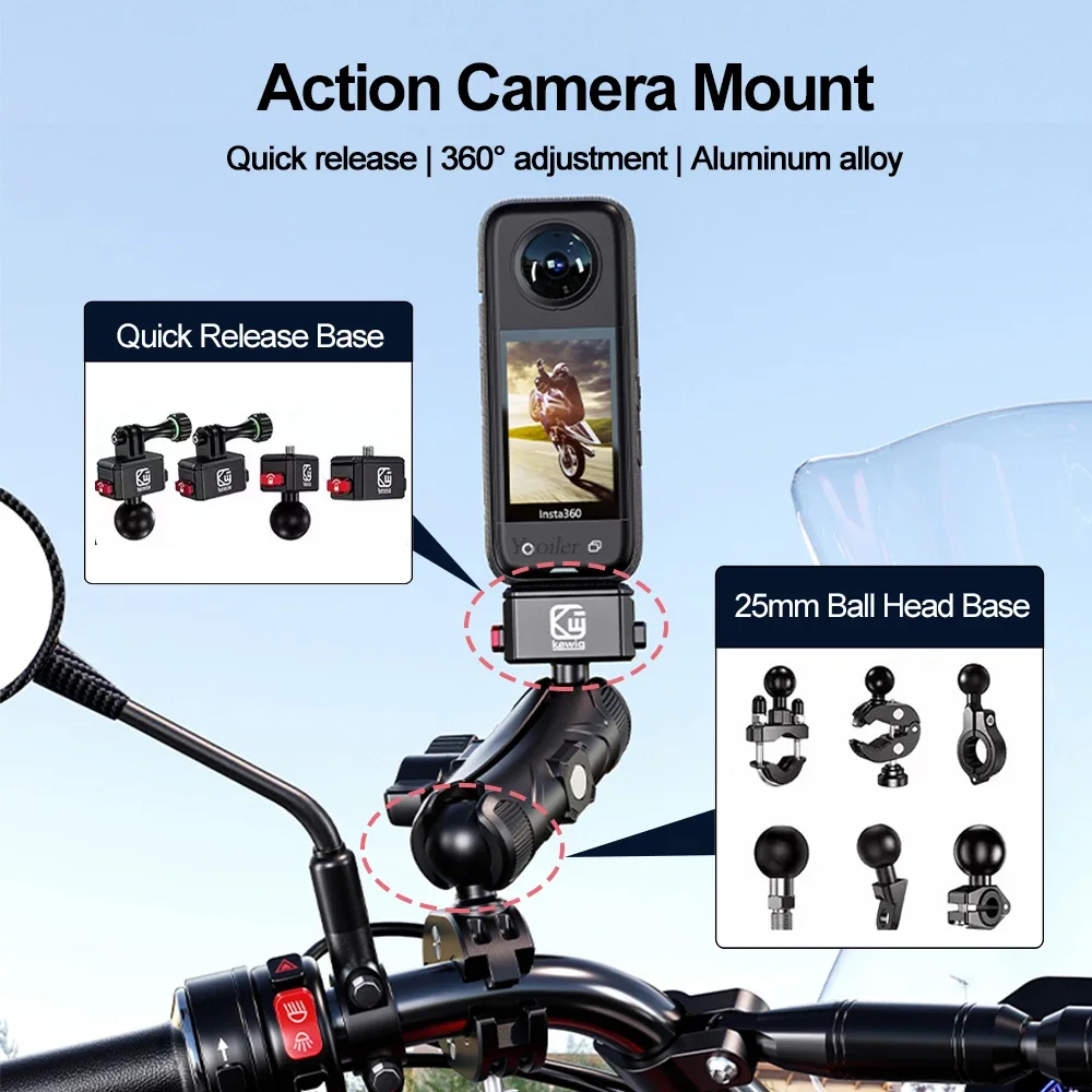 Anti-theft Motorcycle Bicycle Holder Aluminum Quick Release Plate Handlebar Mount Bracket for GoPro 11 Action Camera Accessories