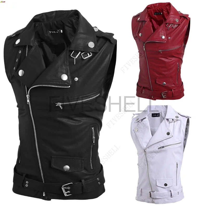 Winter Casual PU Men Vest Waist Coat Jacket Turn-Down Vests Thicks Warm Coat Sleeveless Leather Clothes Male Cosplay Vest UY8590