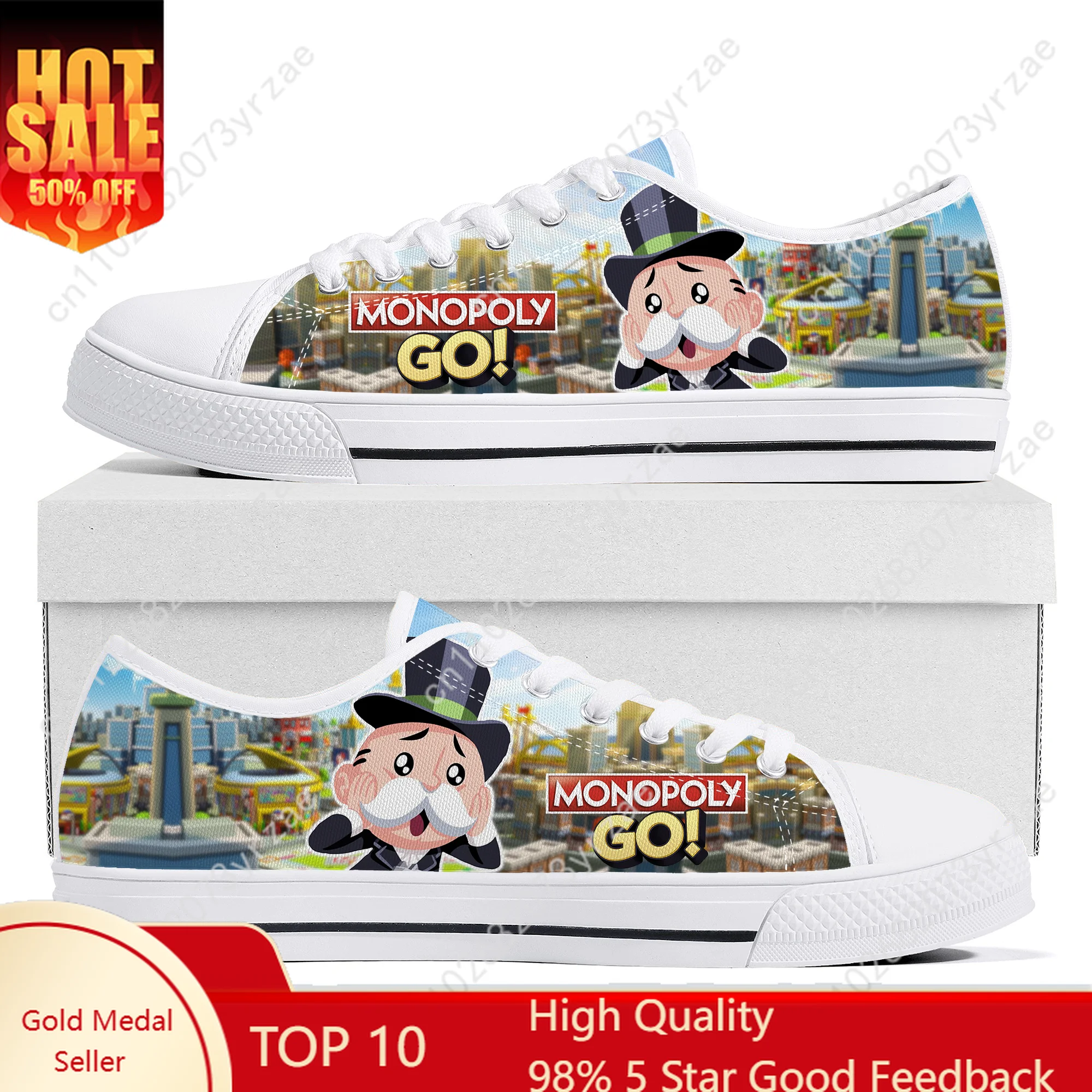 

Monopoly Go! Low Top High Quality Sneakers Men Women Teenager Canvas Sneaker Casual Fashion Comfortable Shoe Custom Shoes