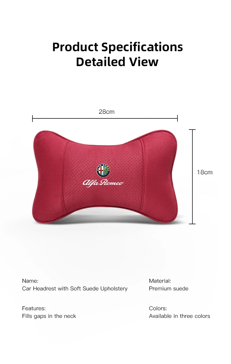 Auto-Kopfstützenkissen mit Logo für Nacken- und Wirbelsäulenschutz für Alfa Romeo 156 159 147 4C 8C 166 Giulia Giulietta Mito Stelvio – Detail 2