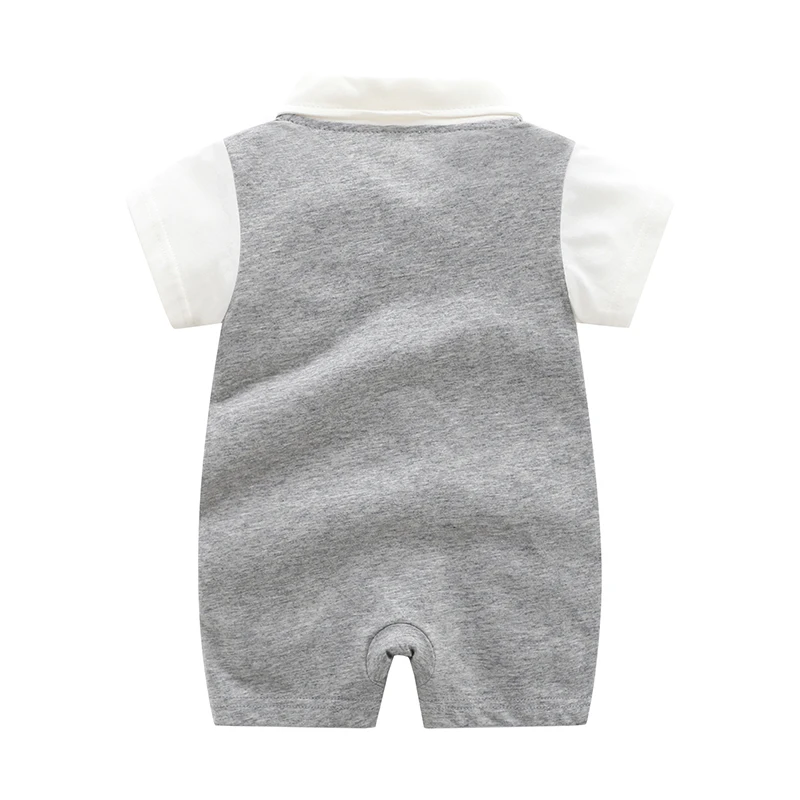 Pure cotton summer clothes for baby boy, gentleman, 0-1 years old, 100 days full moon dress, one piece