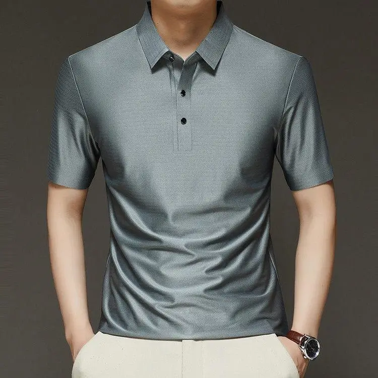 

Business Casual Breathable Skin-friendly Pure Color Short Sleeve Shirt Men's Fashion Summer Top Thin Modern Style