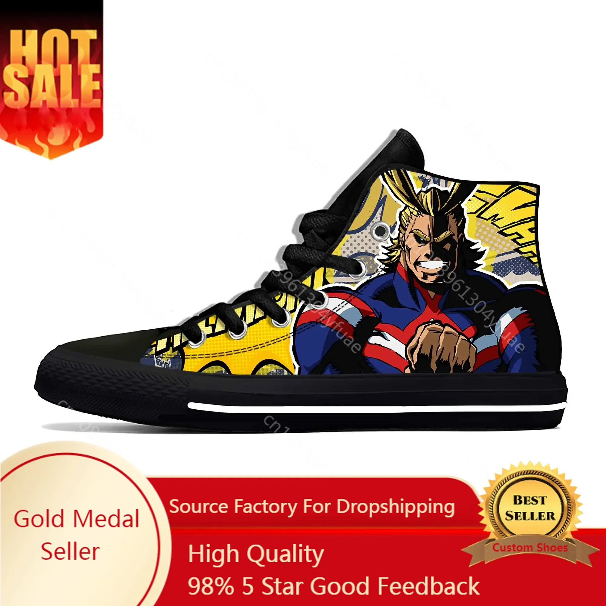 

Japanese Anime Manga My Hero Academia All Might Casual Cloth Shoes High Top Comfortable Breathable 3D Print Men Women Sneakers