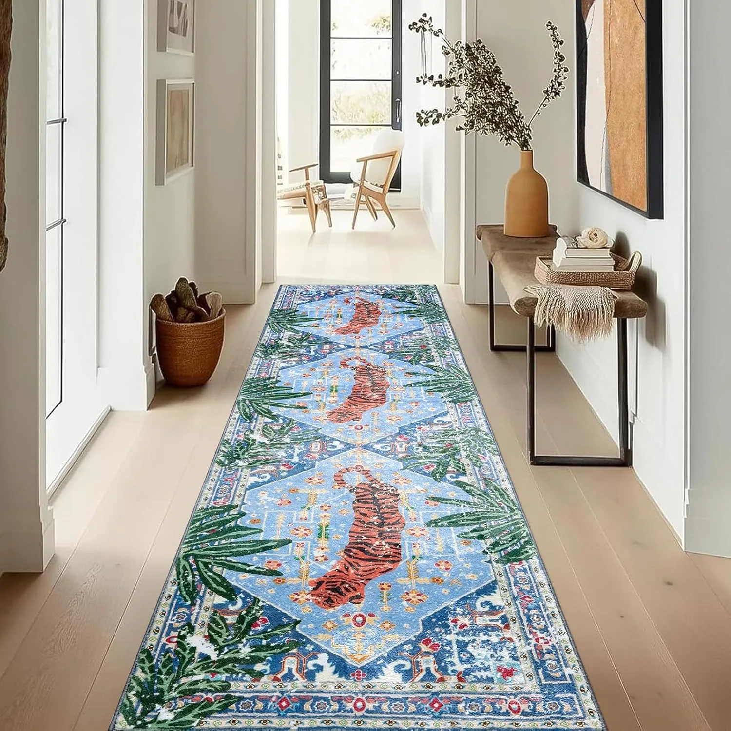 

Runner Rug Corridor Carpet Non-slip Machine Washable Foldable Bohemian Retro Pattern Rugs Long Size Home Decoration Mats