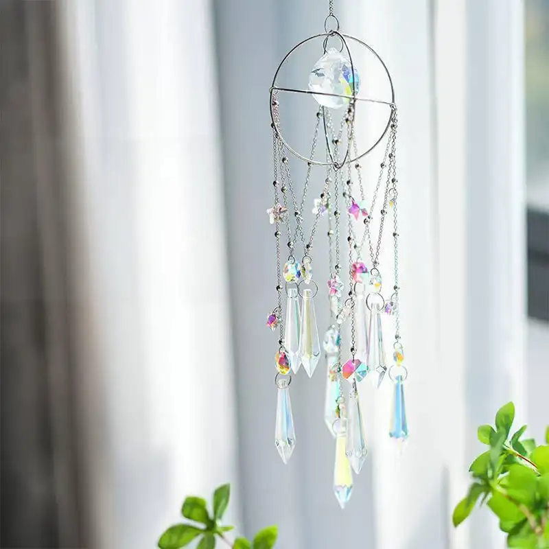 

Crystal Wind Chime Rainbow Maker Sun Catcher-Radiant Hanging Crystal Prism Suncatcher Pendant Home Garden Decor Wind Chime