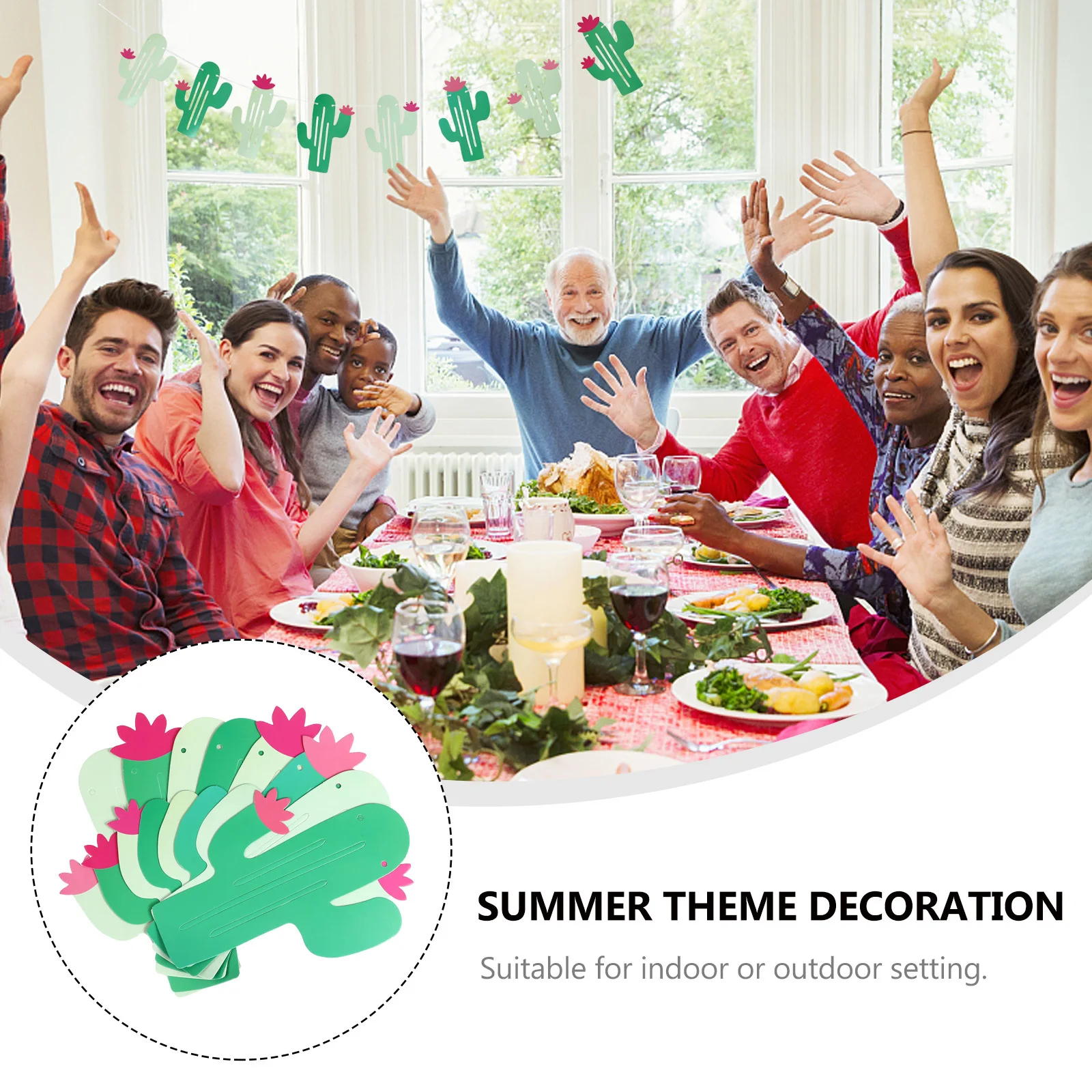 

Cactus Banner Pennant Double Sided Summer Theme Wedding Party Decorations Bridal Shower Photo Props Wedding Party Decorations