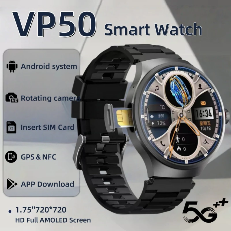 

Умные часы 5G Android, вращающаяся HD-камера мощностью 800 Вт, загрузка приложения через приложение, большой экран 1,75 дюйма, аккумулятор 1500 мАч, GPS, WIFI
