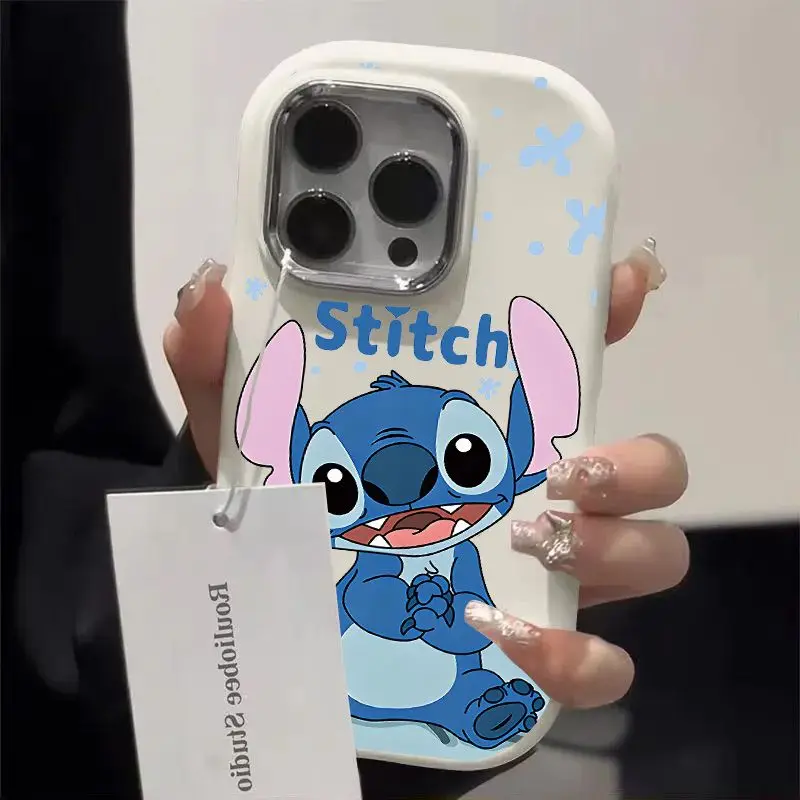 Cute Pink Stitch Couple Phone Case For iPhone 16 15 14 13 12 11 Pro Max XR XS 7 8 Plus Cartoon Soft Silicone Shockproof Cover