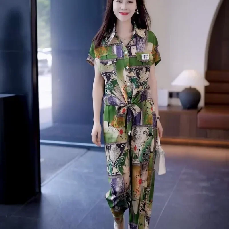 

European Station Summer Chiffon Set 2025 New Design Sense Temperament Fashion Senior Sense European Wide Leg Two-piece Set