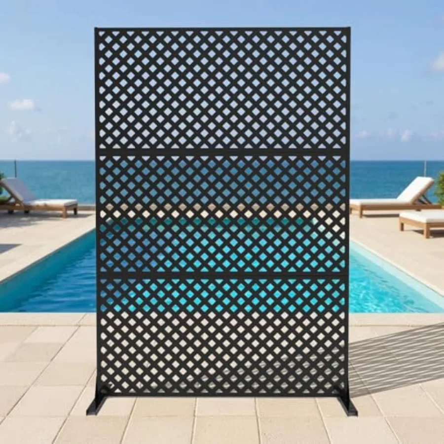 72 x 47 Metal Outdoor Privacy Screen Freestanding Rustproof Patio Divider Decorative Balcony Fence Panel for Garden Deck Yard o