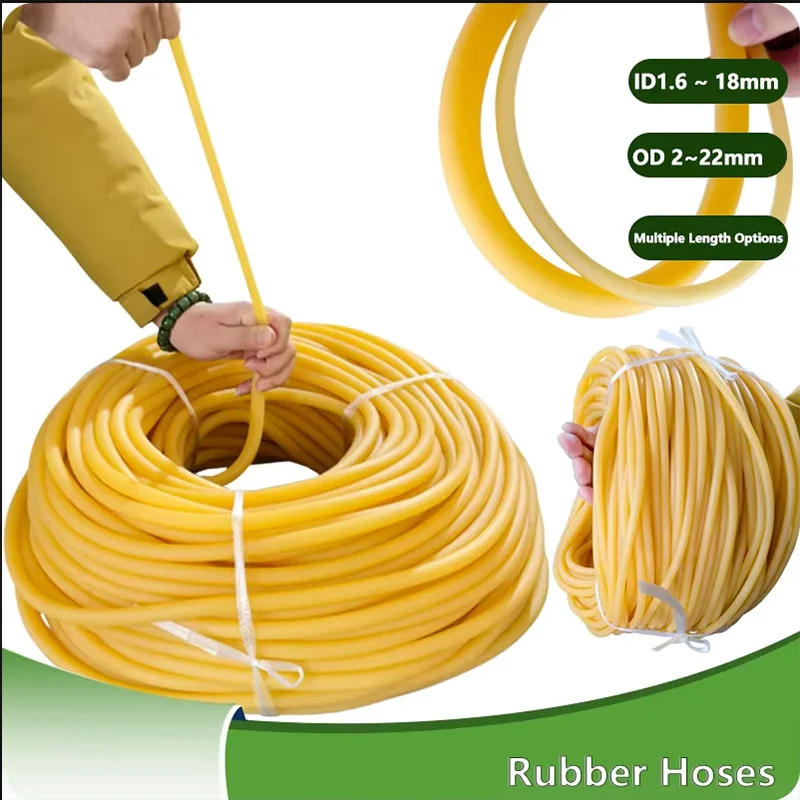 1/3/5/10M Rubber Hoses Beige Elastic Surgical Tube Rubber Bands Yellow Slingshot Catapult  ID1.6 ~ 18mm OD 2~22mm