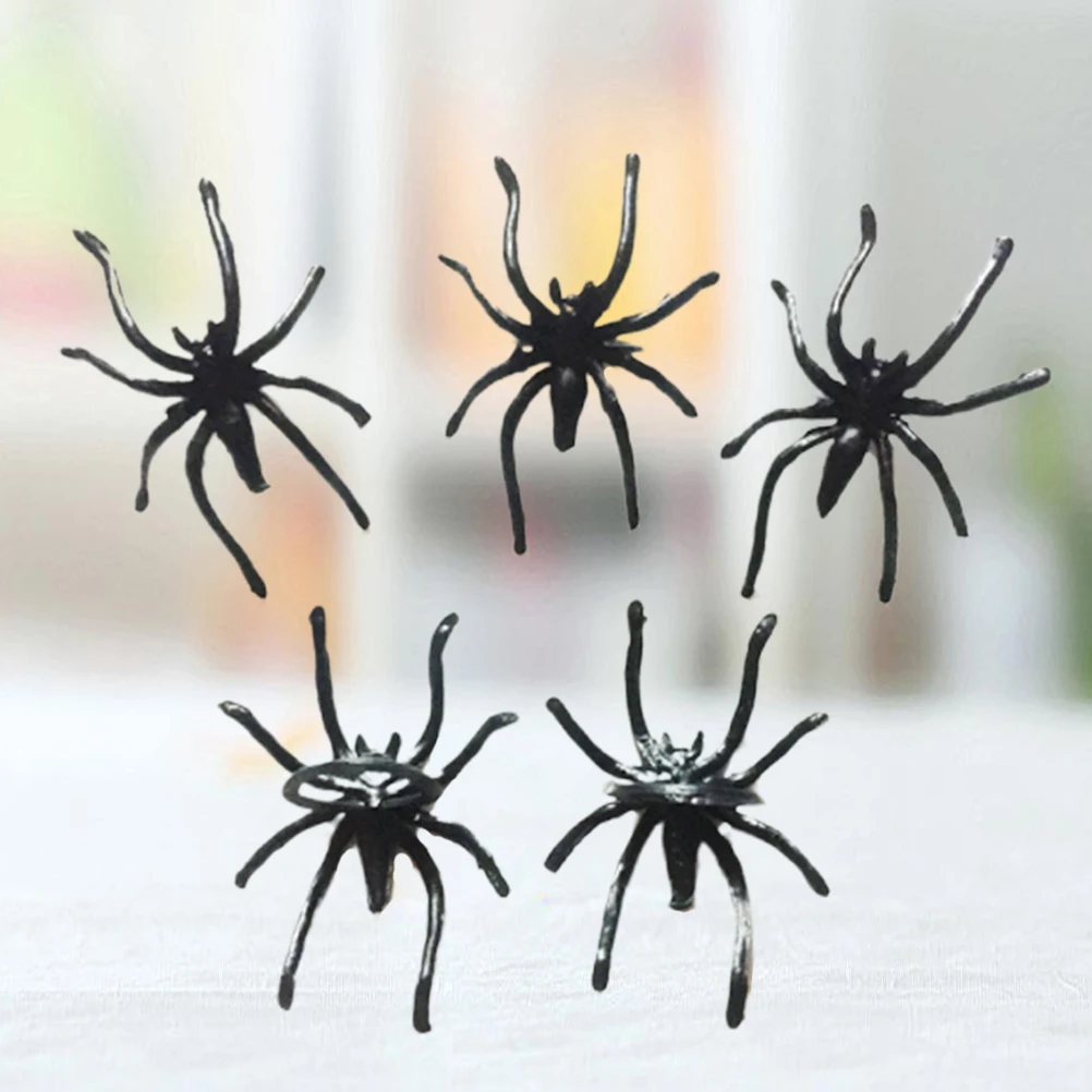 

144pcs Spider Party Favors Halloween Plastic Finger Ring Halloween Costume Accessory Realistic Spider Ring Festival Birthday