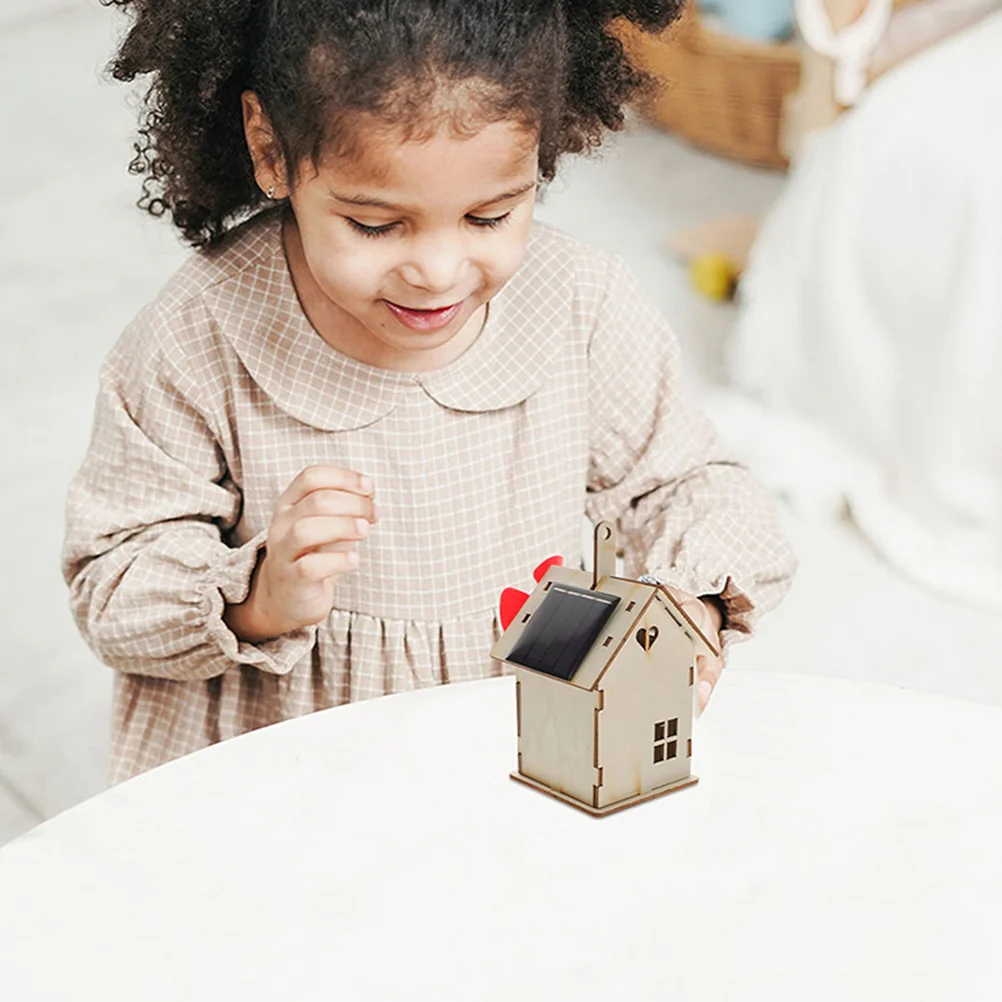

2 set 2 Sets Diy Solar Small House Assemble Kits Kids Educational Science Wooden - Sunlight Safe