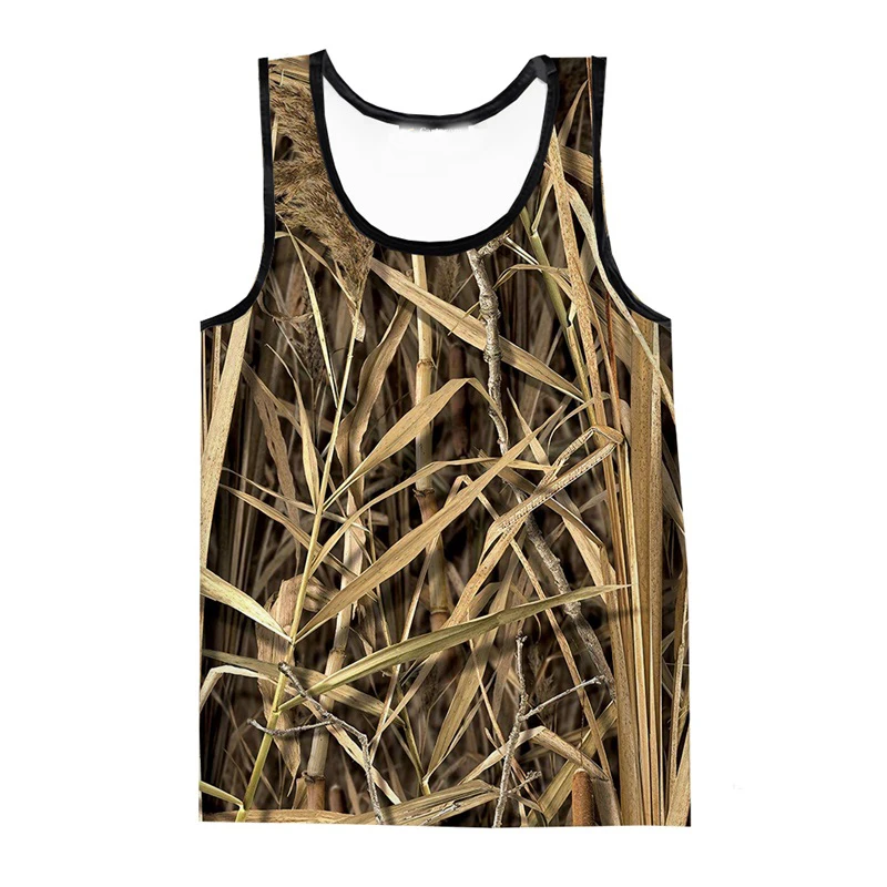 Camouflage Leaf Tank Tops 3d Jacht Print Mouwloze Top Casual O-hals Man Kleding Harajuku Campagne Streetwear Vest