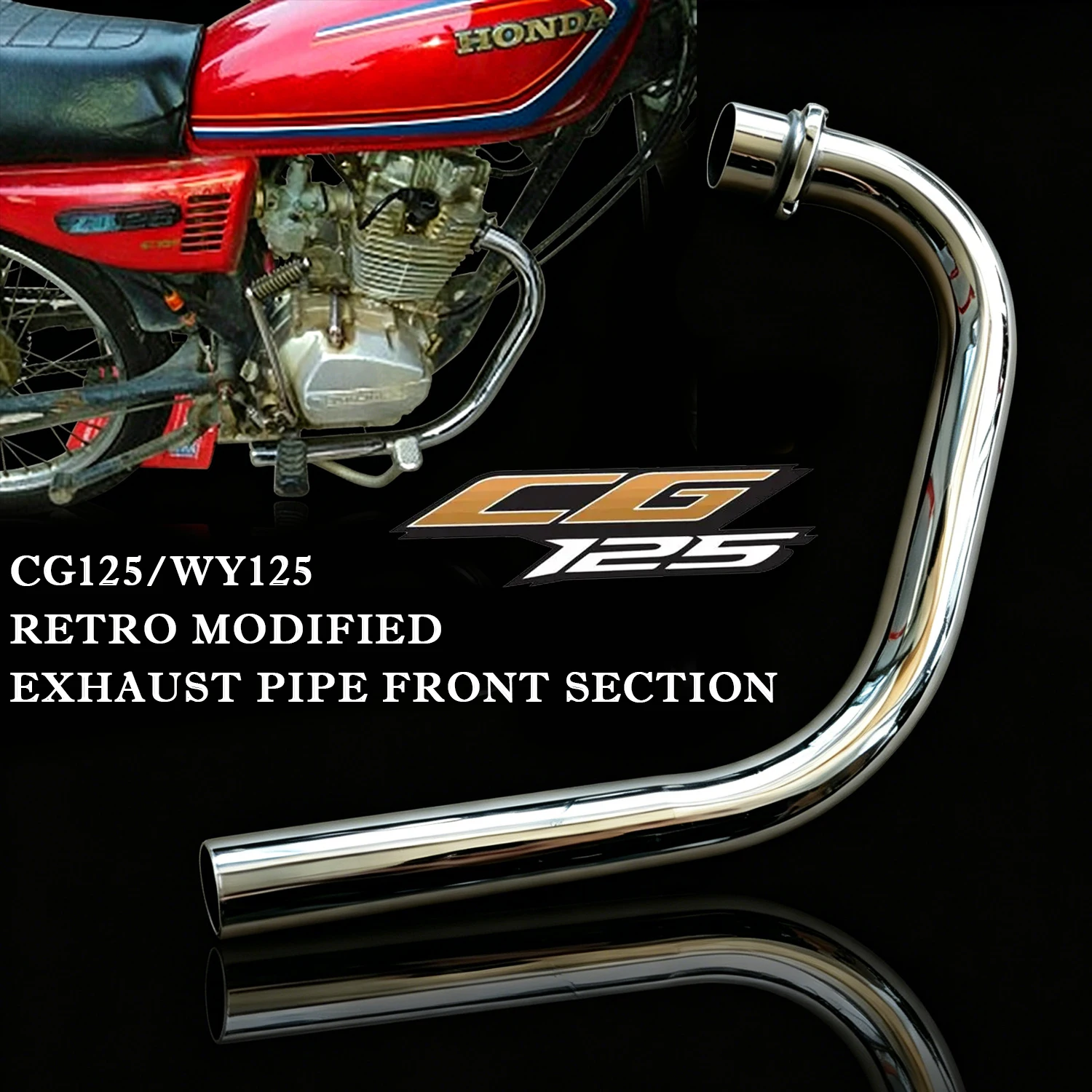 Sistema Completo de Escapamento Retrô Modificado para Motocicletas CG125 WY125 - Seção Frontal e Silenciador