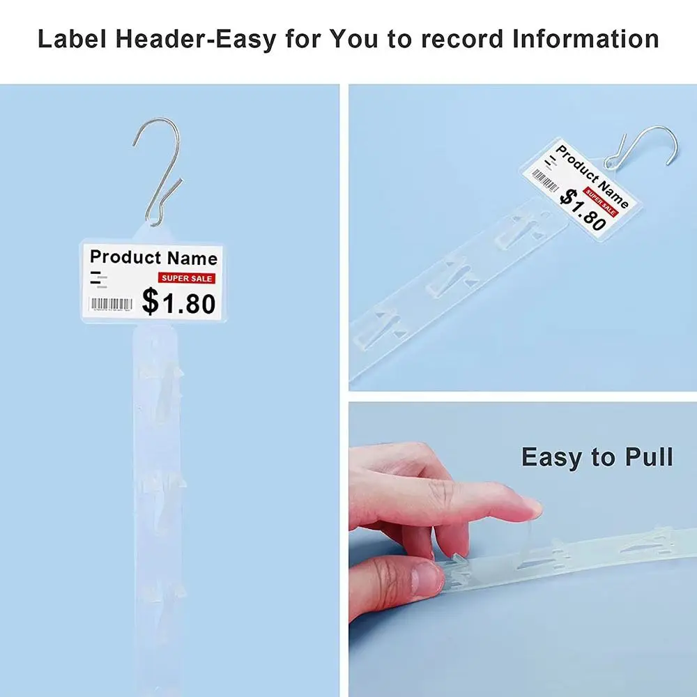 4Pcs Plastic Snack Hanging Strips with 12 Hooks with Label Header Display Hanger Useful Merchandising Clip Strip