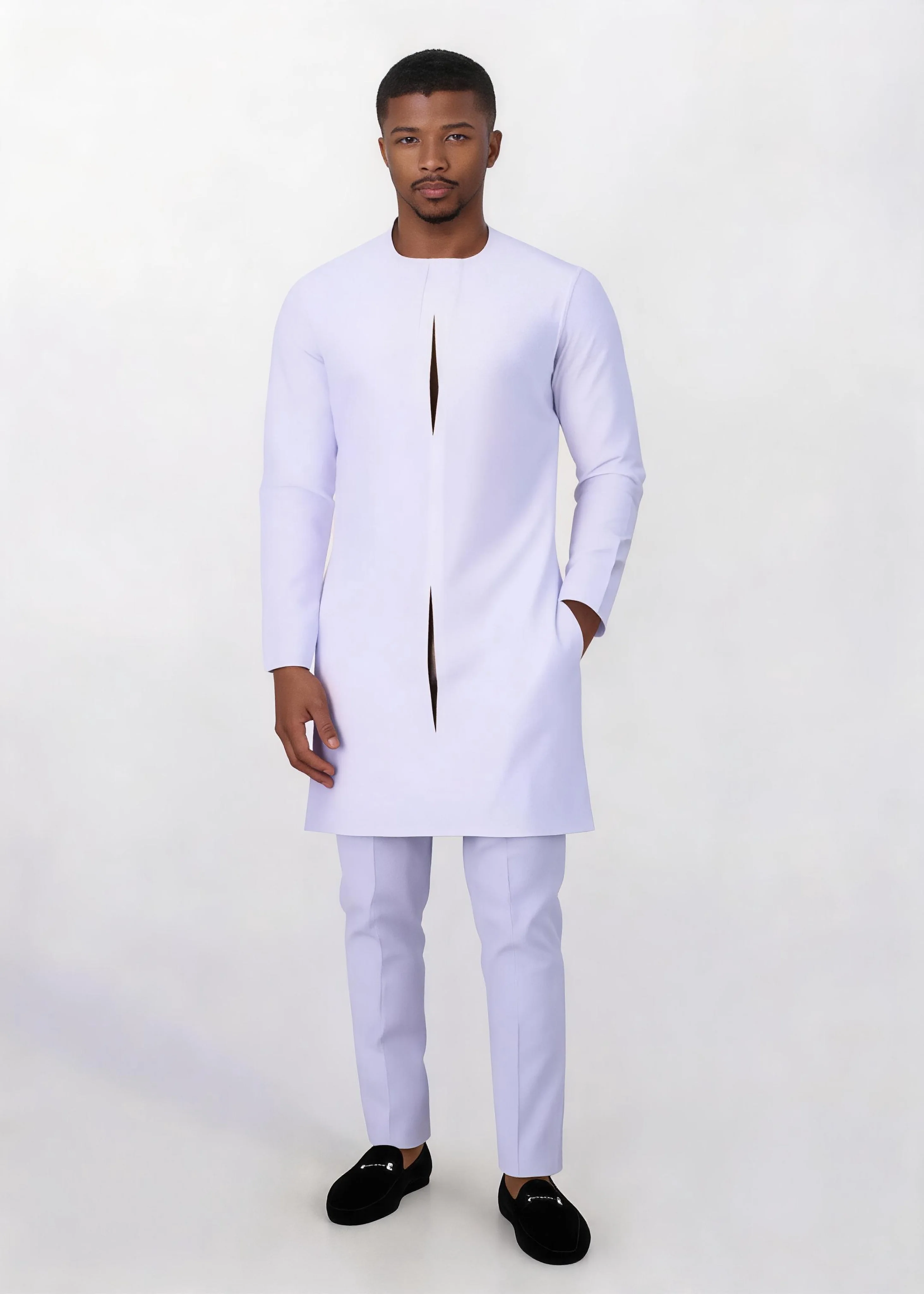 Men African Dashiki 2‑Piece Outfit, Long Sleeve Tunic Top & Matching Pants, Formal Wedding Party Traditional Suit
