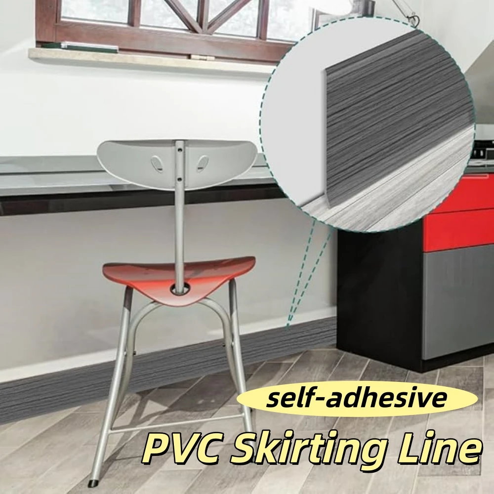 1roll 1mX8cm Skirting Line Border Adhesive Waterproof Edge Closing Wall Skirt Strip For Living Room Background Baseboard