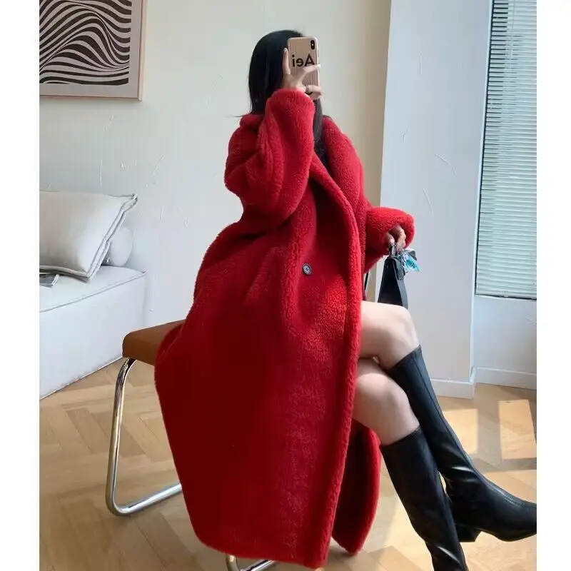 Autumn and Winter Warm Coat Women's 2023 New Artificial Fur Thick Coat Casual Loose Retro Pink Long Faux Fur Coat Jacket Women