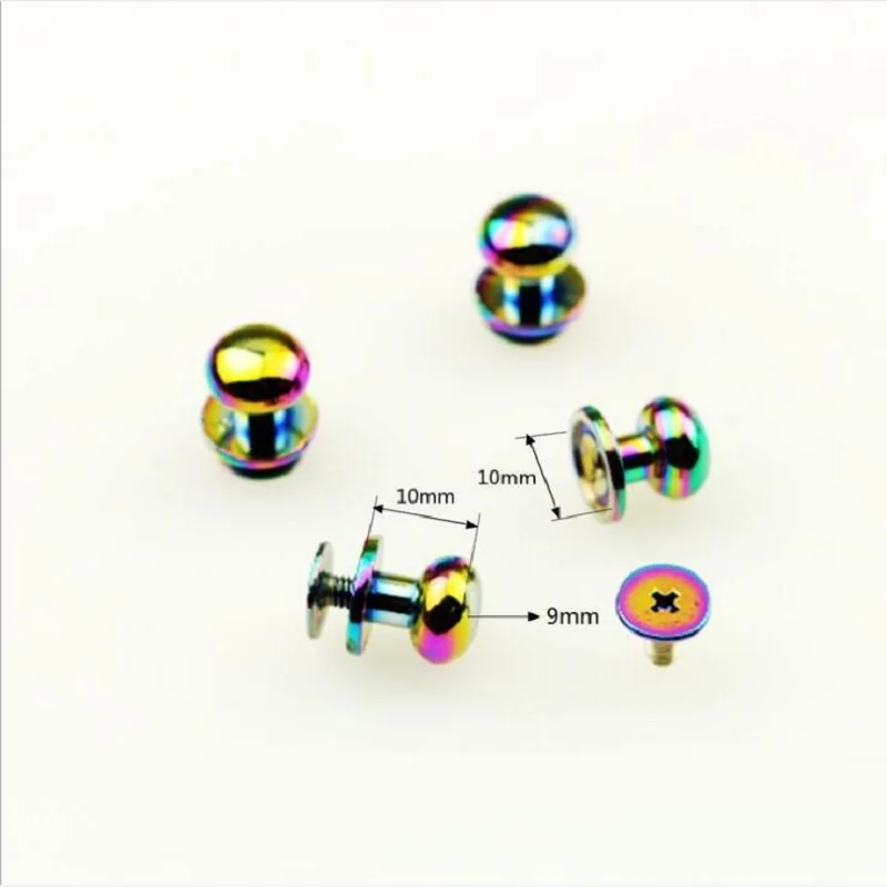 10pcs/50pcs Luggage Handbag Hardware Accessories 9mm Seven Colors Zinc Alloy Pacifier Monk Head Belt Screws Rivets