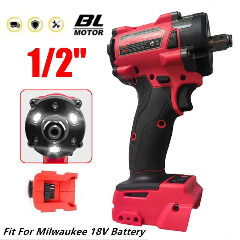 

Brushless Impac Wrench 500N.m Electric Driver 1/2" Repair Cordless Screwdriver 4 Gears Power Tools for Milwaukee 18V Battery