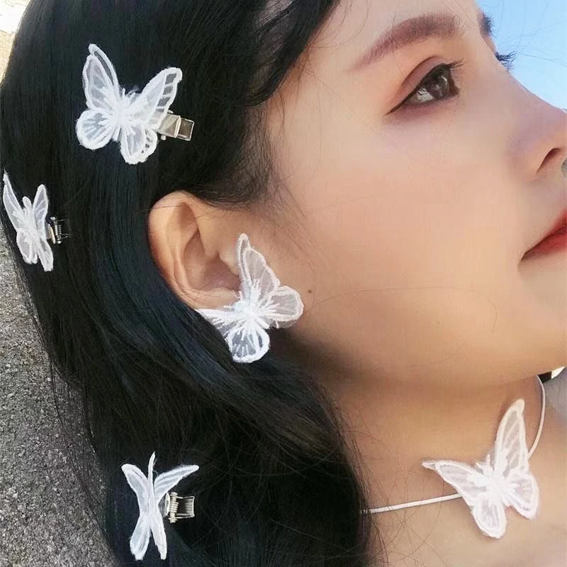 1Pc Butterfly Hair Clip Lace Hair Bows Embroidery Butterfly Hair Pins Hair Accessories for Women Girls Teens Headwear Ornaments