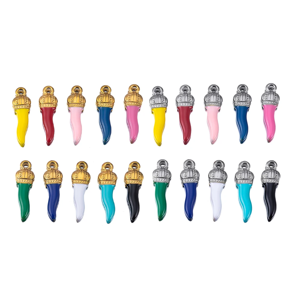 

2/6Pcs Stainless Steel Enamel Chili Pepper Pendant Charms DIY Necklaces Bracelets Earrings Jewelry Components Material Wholesale