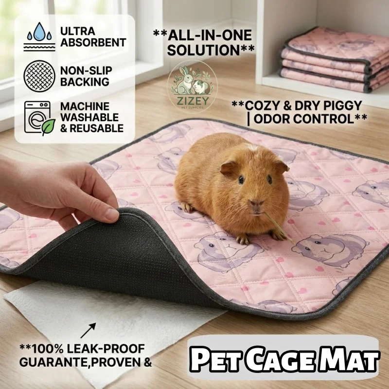 Tapis absorbant pour cage d'animaux de petite taille, imperméable et réutilisable, pour lapin, hamster