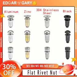 M3-M10 Screws Rivet Nuts Kit Knurled Nut Various Materials Carbon Steel/304 Stainless Steels/Zinc Plated/Aluminum Rivnut 2-30pcs