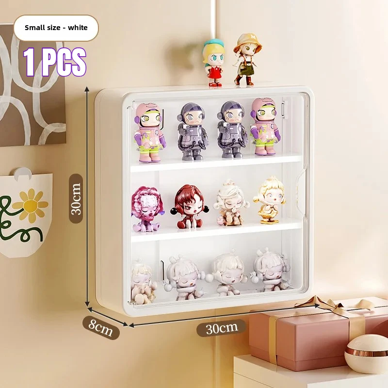 NONE An der Wand montierte Aufbewahrungsbox für Actionfiguren, magnetischer Saugnapf-Display-Rack-Organizer für Blindbox, Spielzeug, staubdichte Puppen-Aufbewahrungsbox 6