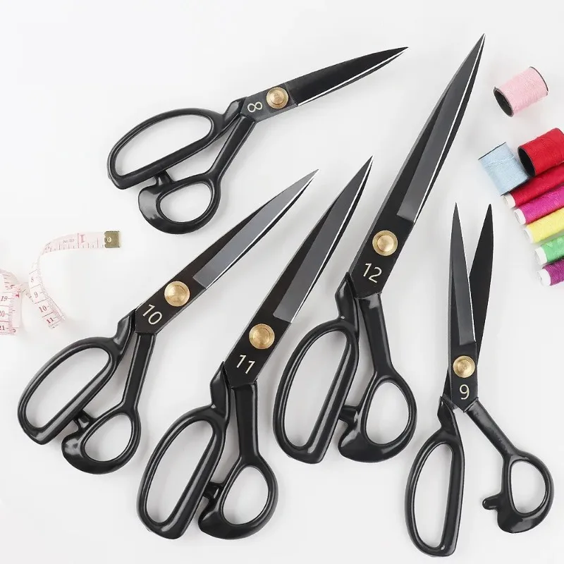 Professional sewing scissors tailors fabric needles thread cutting manganese steel black blade cutting process is very sharp
