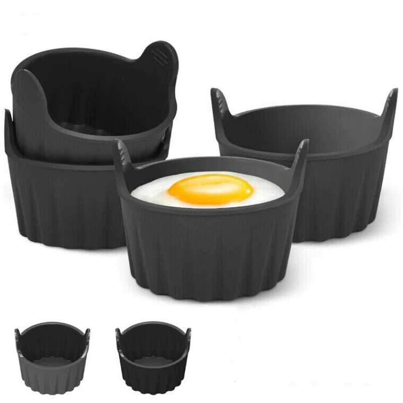 1pc Air Fryer Egg Pan Scrambled Egg Cooker Silicone Egg Poacher Heat Resistant Poached Maker Air Fryer Cake Mold Kitchen Tool