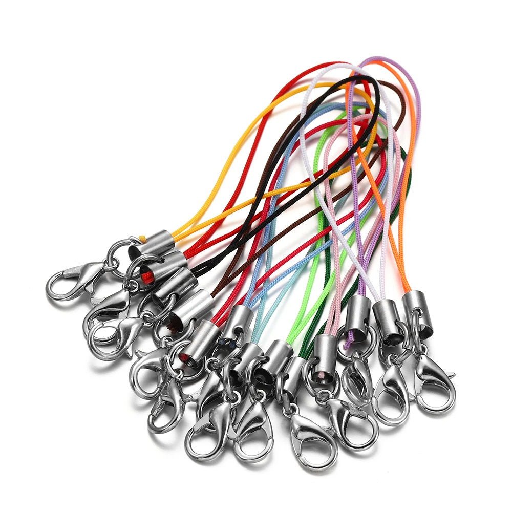 100pcs Mix Color Lobster Clasp Cords Strap Charm Lanyard String Wrist for Cell Phone Flash Drives Keychain DIY Jewelry Accessory