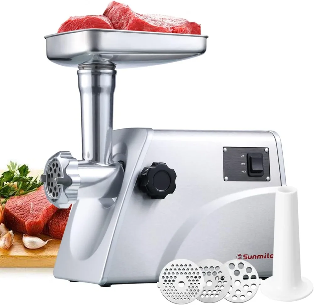 

Sunmile SM-G33 Electric Meat Grinder - 1HP 800W Max Power - ETL Stainless Steel Meat Grinder Mincer Sausage Stuffer