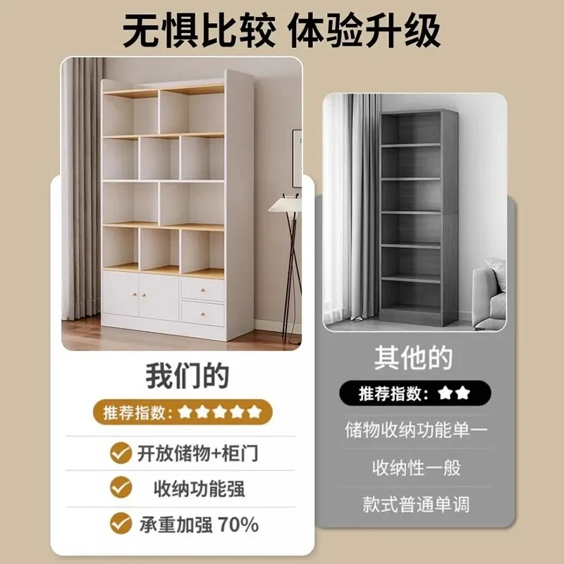 for Integrated Wooden Bookshelf Floor Shelf Multi-layer Storage Rack Living Room Wall Locker Student Home Childrens Bookcase