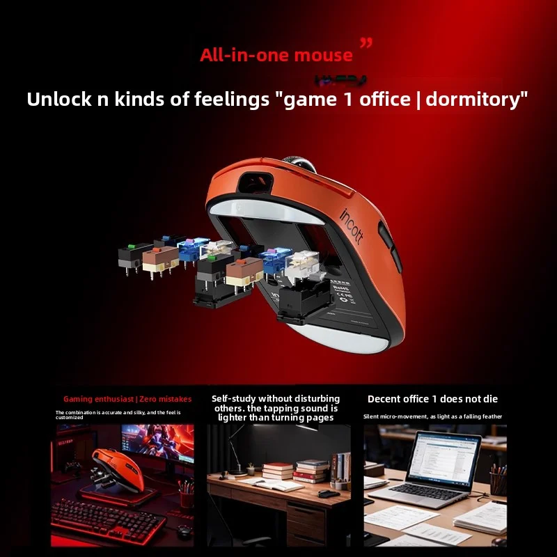Incott G23 V2 Wireless Gaming Mouse 47g Ultra Lightweight PAW3395 Sensor 3-Mode 8000Hz Polling Rate FPS Esports Gamer