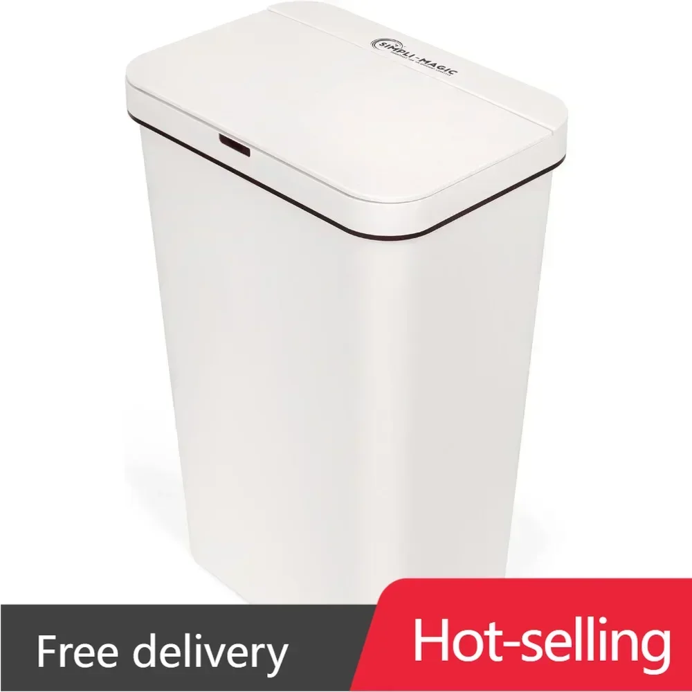 [XMSJ-在庫限り、今すぐ購入！ ]13 ガロンのタッチレスセンサーゴミ箱、長方形のゴミ箱、家庭、キッチン、オフィス、Wh に最適