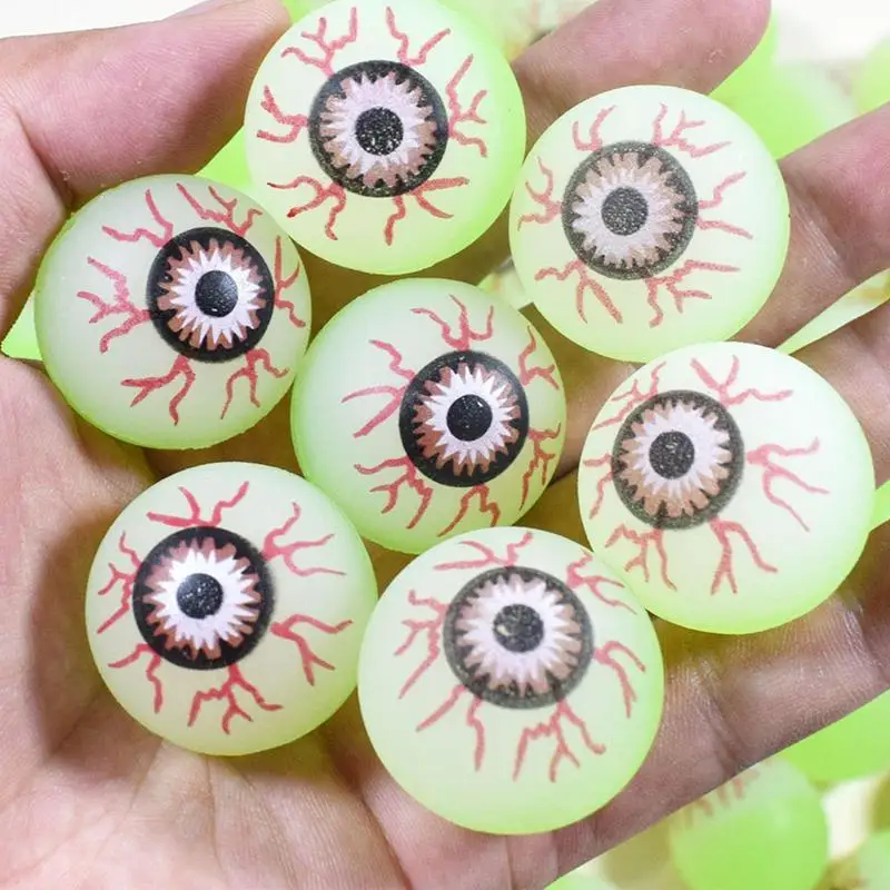 Halloween Bag Stuffers Glow In The Dark Fake Eye Balls Horror Luminous Scary Ball 30 Piece Small Bouncy Balls Kids Toys Gifts