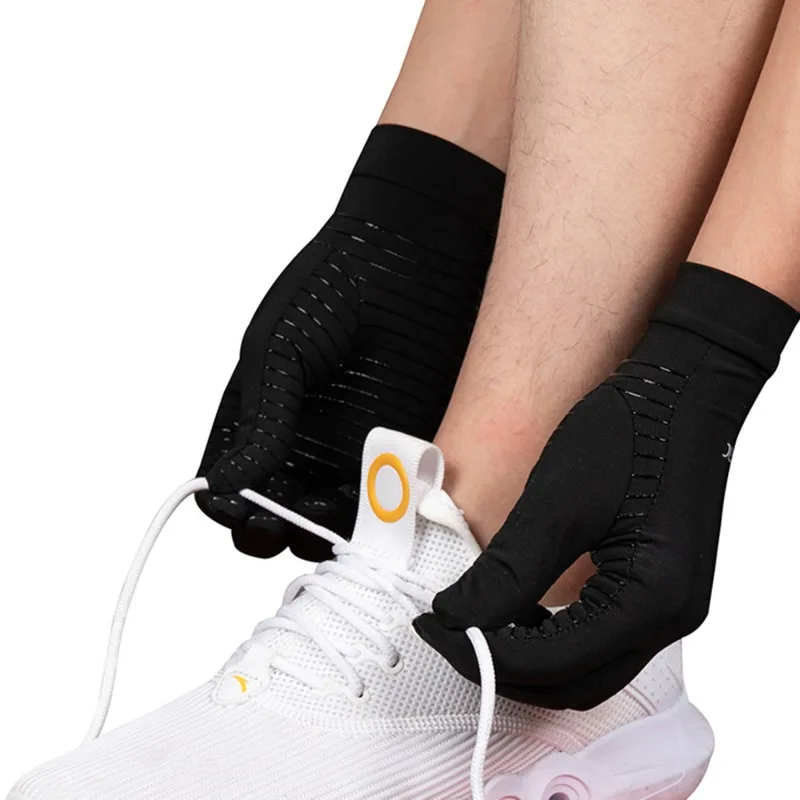 High Quality Anti Slip Compression Arthritis Copper Fiber Gloves for Hand Pain Copper Fiber Half Finger Gloves
