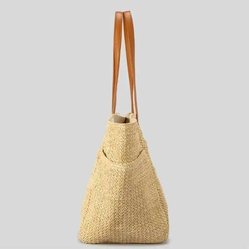

New Women Vacation Fashion Summer Beach Shoulder Bag Portable Large Capacity Hollow Out Handwoven Tote Bag Girls Travel Handbags