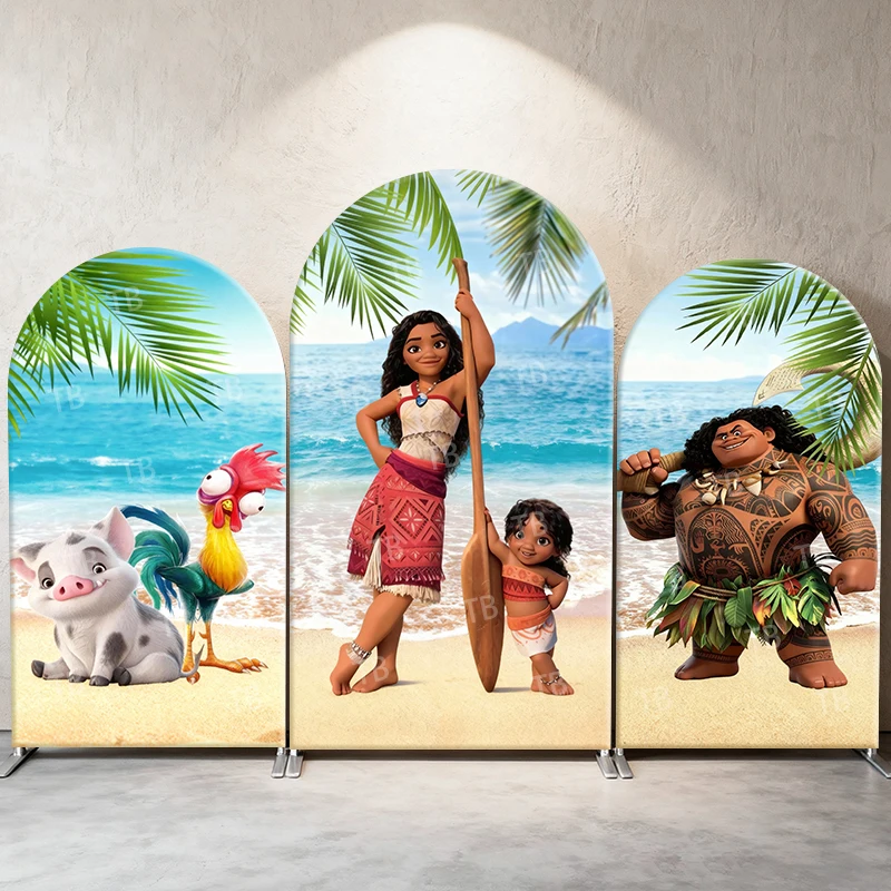 

Moana Arch Backdrop Cover Disney Princess Tropical Beach Theme Kids Birthday Baby Shower Party Decor Photography Background Wall