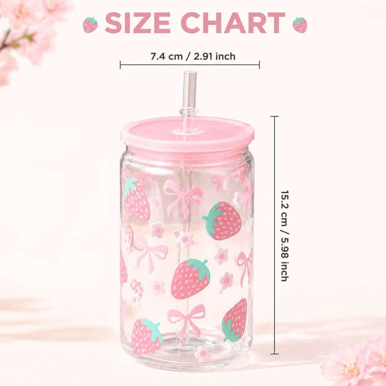 Strawberry Plastic Tumbler Cute Clear Plastic Cup with Straw Pink Lid Reusable Drinking Cup for Women Girls School Office Picnic