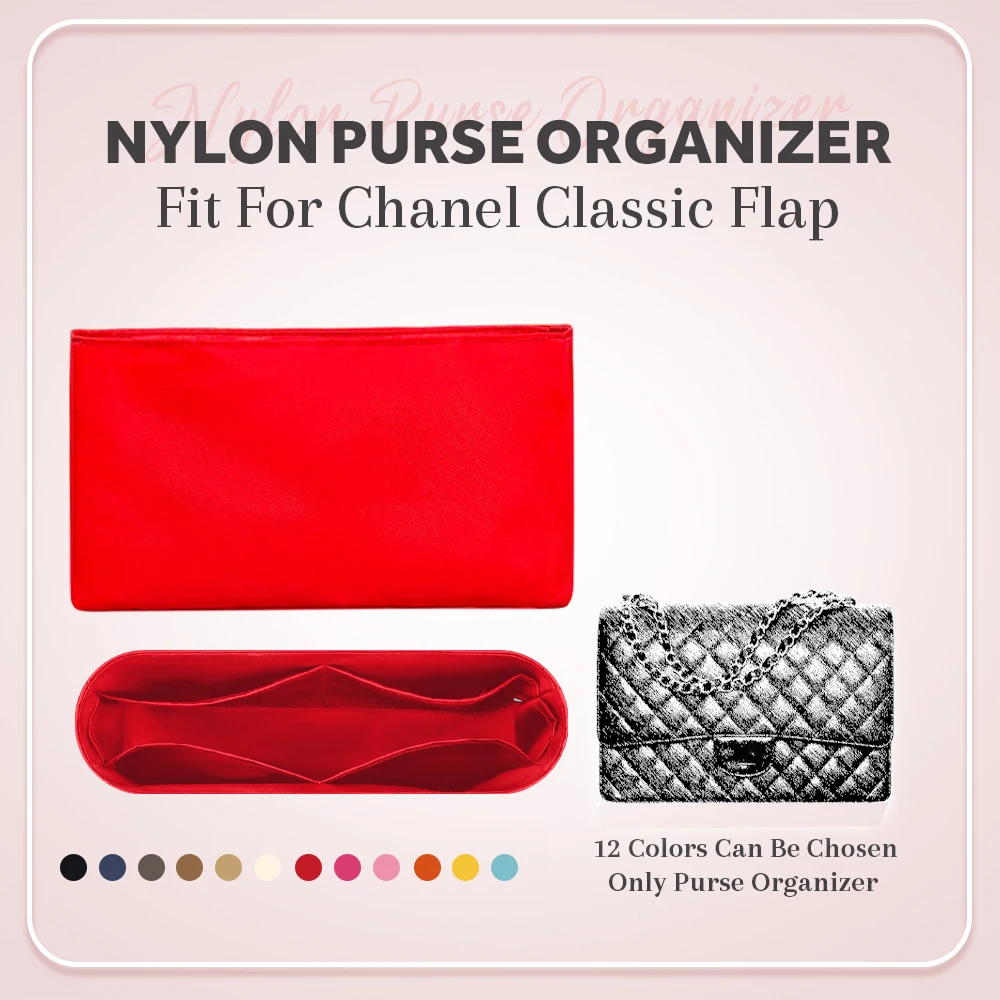 

Nylon Purse Organizer Insert, Mini Inside Bag Organizer Insert Fit for Chanel Classic Flap Handbag Small Inner Liner Bag In bag