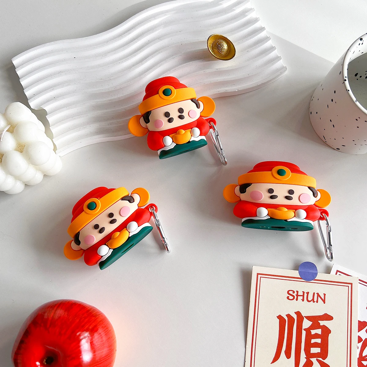 

Cover for Apple AirPods 1 2 3 3rd Case for AirPods Pro 2 Case 3D Silicone Cartoon God of Wealth Waterproof Earphone Case