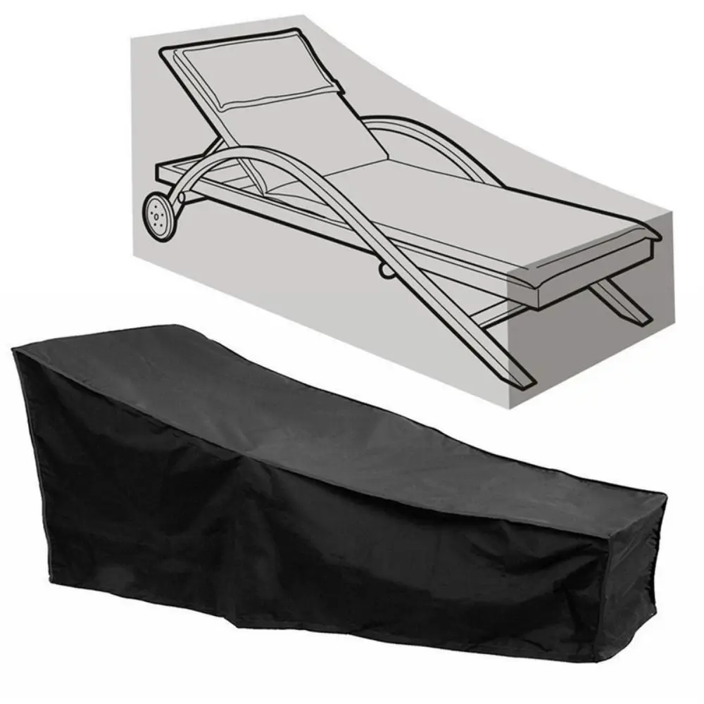 Oxford Cloth Chaise Lounge Cover UV Resistant Full Coverage Lounge Chair Cover Windproof Anti Aging Beach Chair Cover Poolside