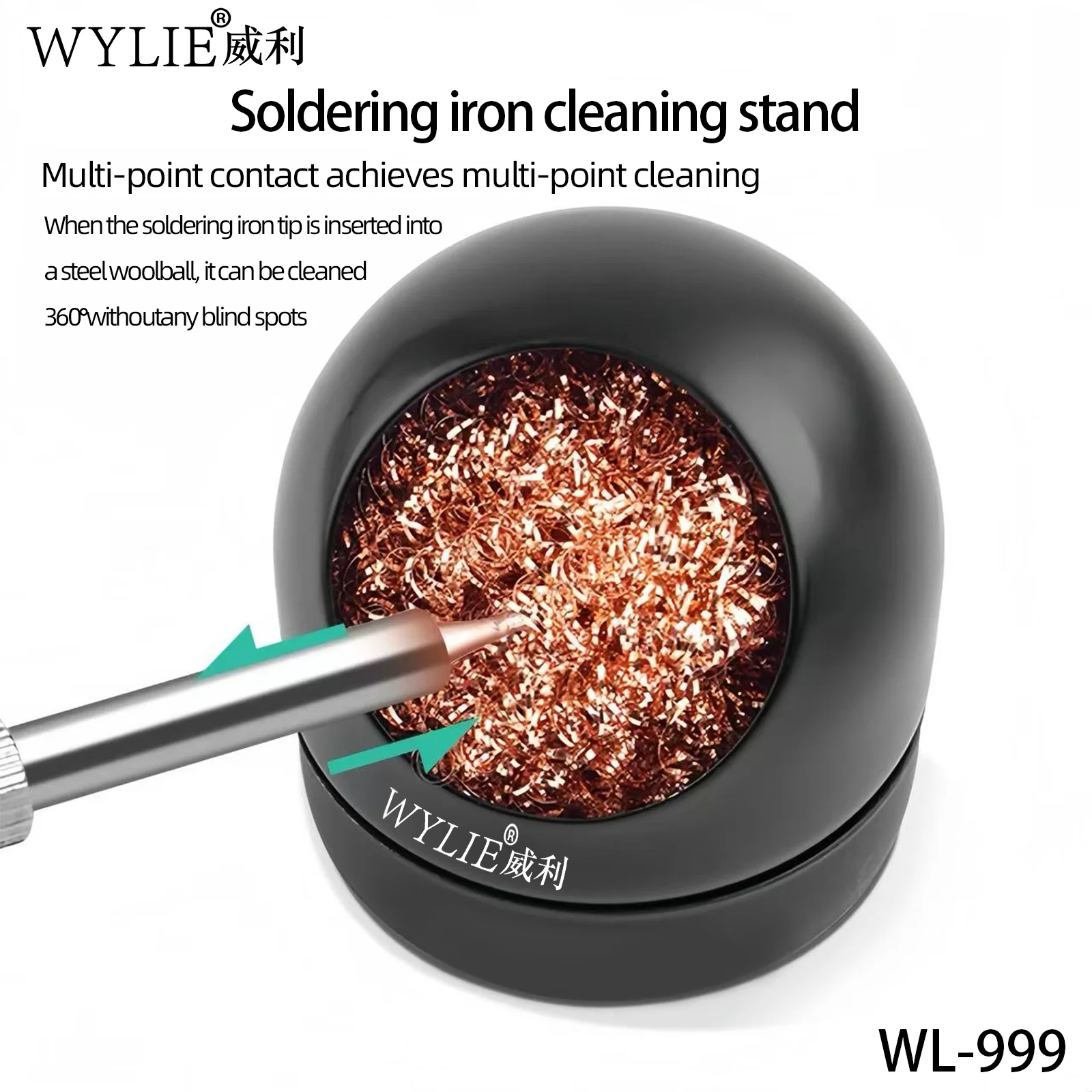 

Подставка для чистки паяльника WYLIE WL-99, цельнометаллическая подставка для очистки паяльника со стальным шерстяным шариком, не требуется воду 360° ° Чистые эффективные инструменты для очистки наконечников