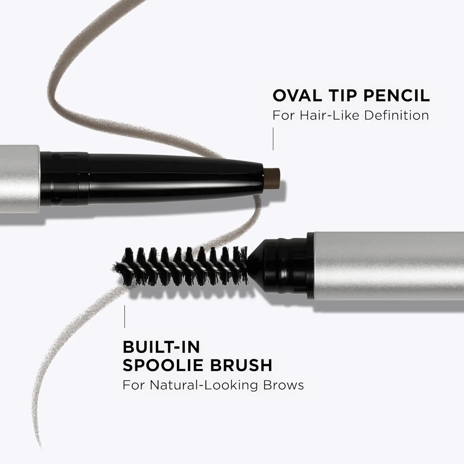 Universal Eyebrow Pencil with Long-Lasting, Budge-Proof Formula and Biotin for Natural-Looking Brows, Includes Spoolie Brush