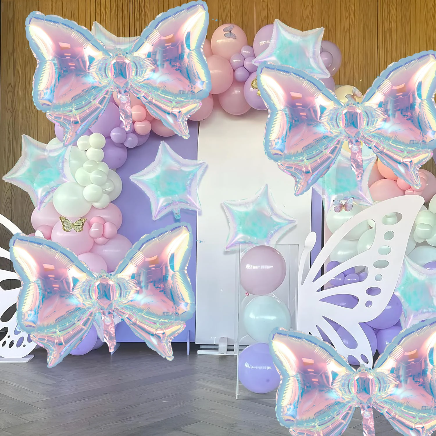 2pc transparent colorful bow, aluminum film balloon, birthday party and other scene atmosphere decoration